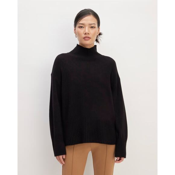 NWOT Everlane Women's The Cashmere Oversized Turtleneck Sweater Black Size XS - Picture 1 of 12